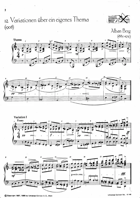 First page of 12 Variationen über ein eigenes Thema