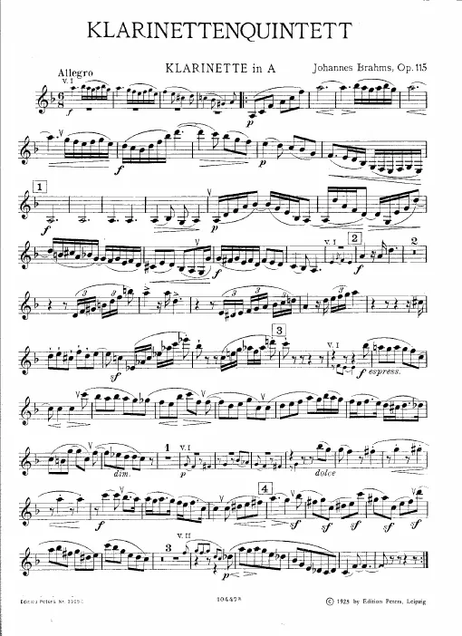 First page of Clarinet Quintet