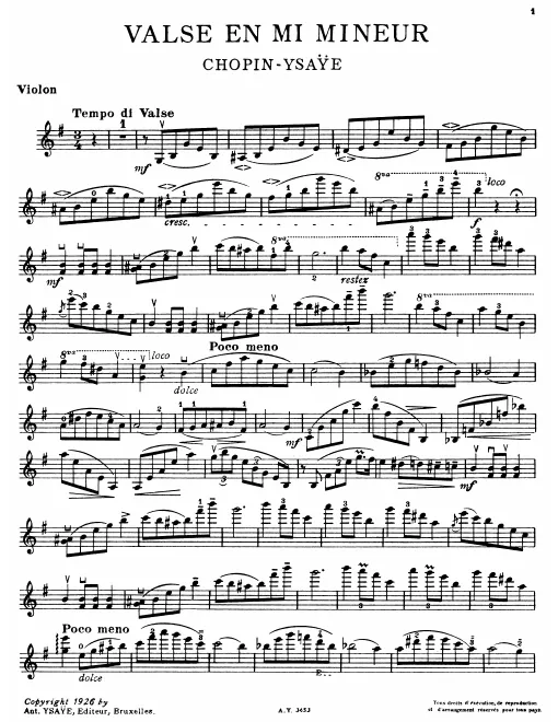First page of Waltz in E minor
