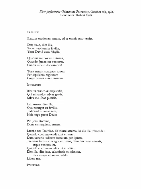 First page of Requiem Canticles