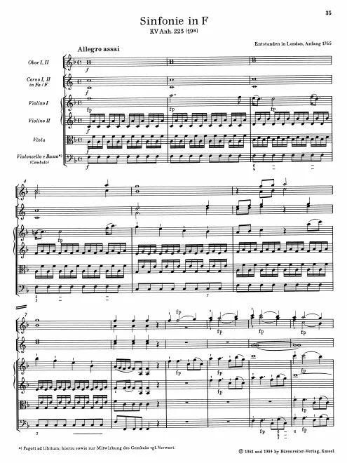 First page of Symphony in F major