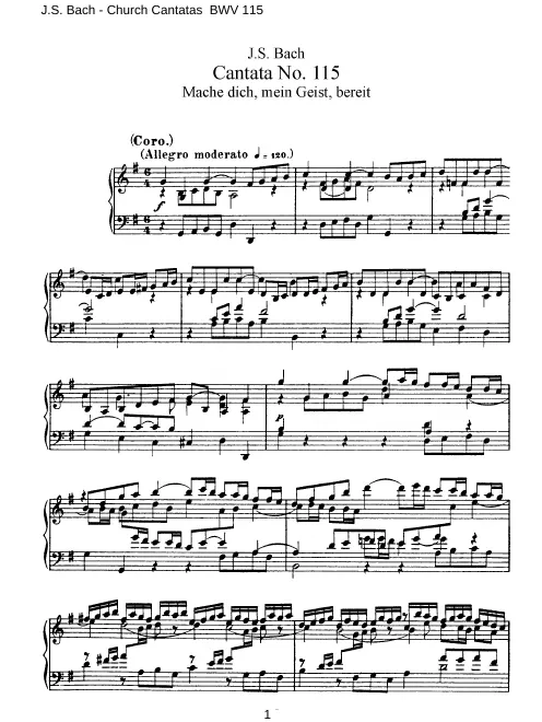 First page of Mache dich, mein Geist, bereit