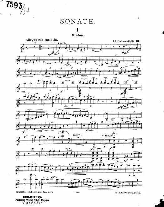 First page of Violin Sonata