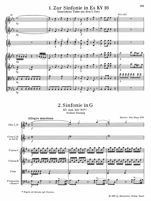 First page of Symphony in G major