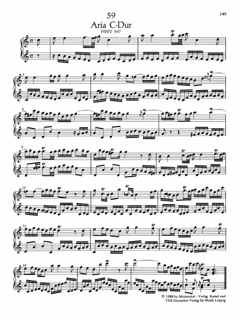 First page of Air in C major, HWV 597