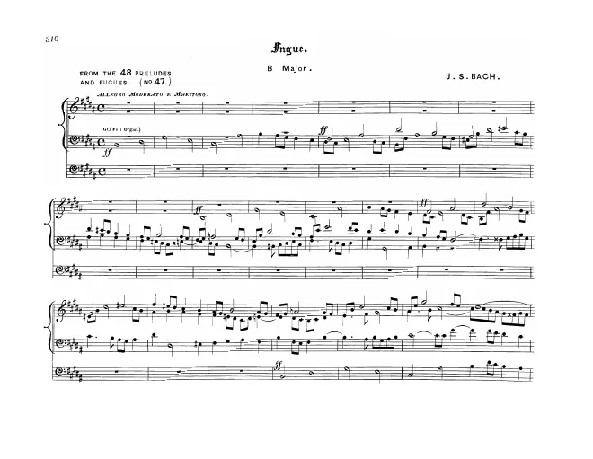 First page of Prelude and Fugue in B major