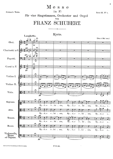 First page of Mass in F major