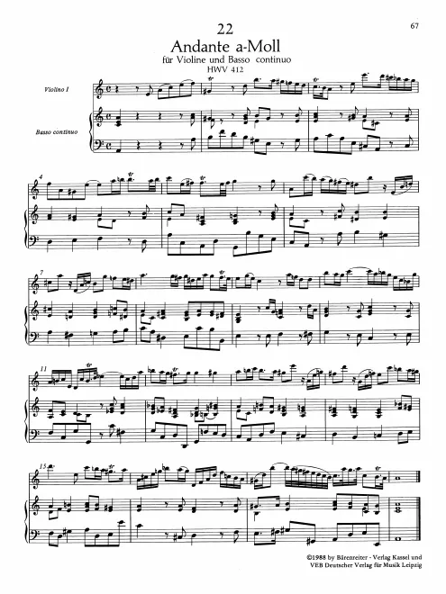 First page of Andante in A minor