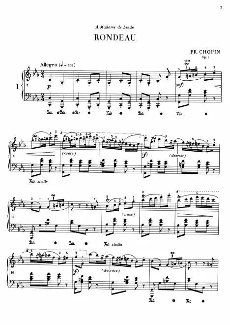 First page of Rondo in C minor