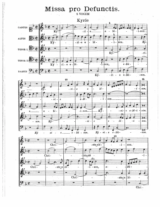 First page of Missa pro Defunctis