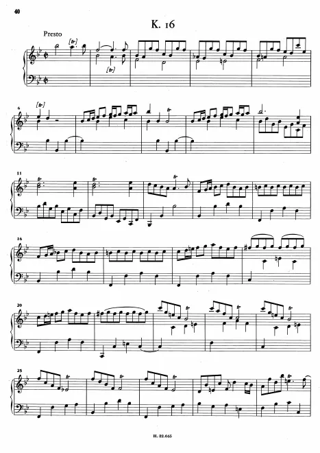 First page of Keyboard Sonata in B-flat major