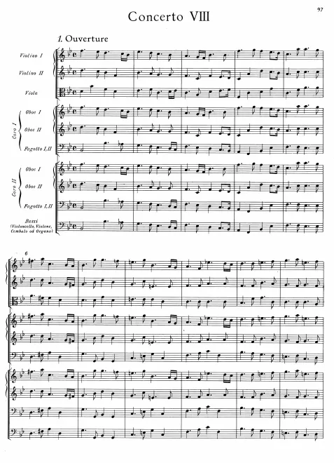 First page of Concerto in B-flat major, HWV 332