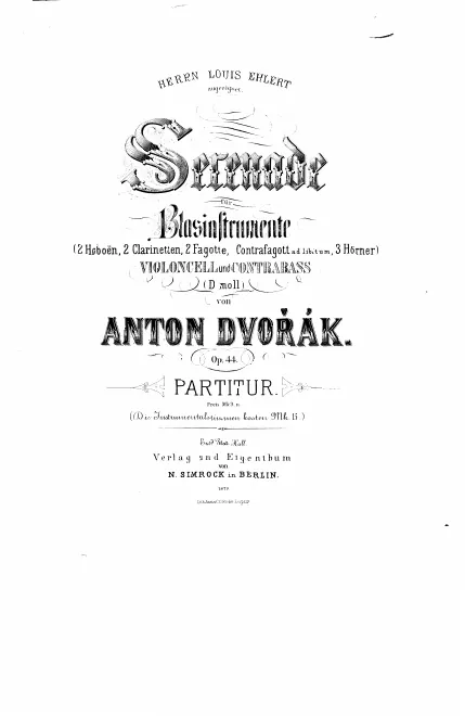 First page of Serenade for Wind Instruments