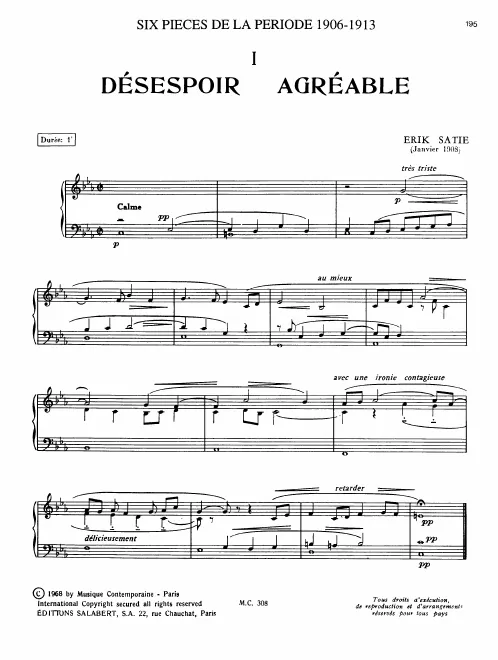 First page of Désespoir agréable