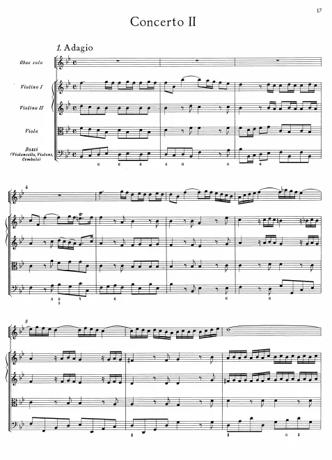 First page of Oboe Concerto in B-flat major