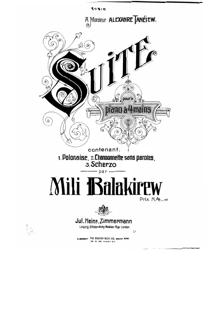 First page of Suite for Piano 4 hands