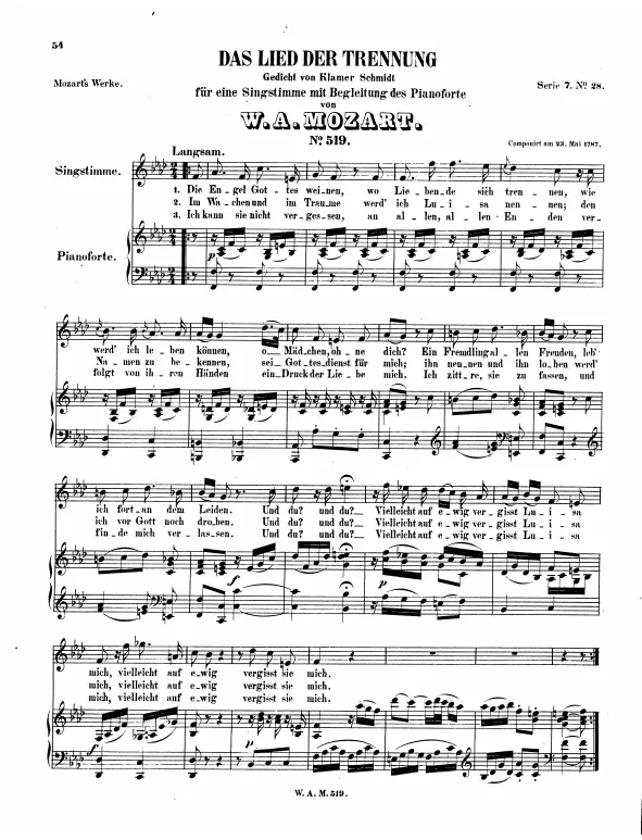 First page of Das Lied der Trennung