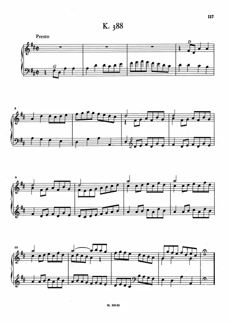 First page of Keyboard Sonata in D major