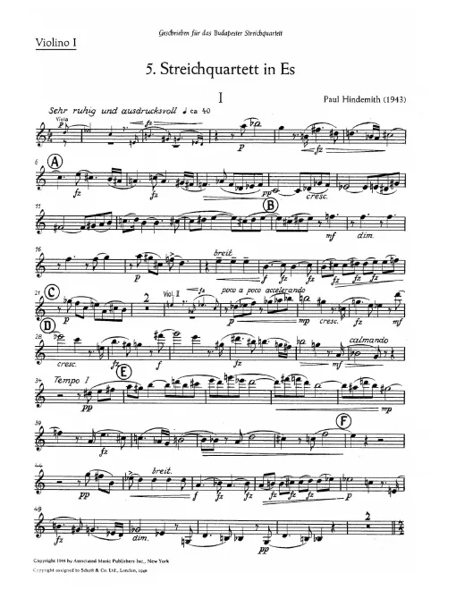 First page of String Quartet No.6 in E-flat Major
