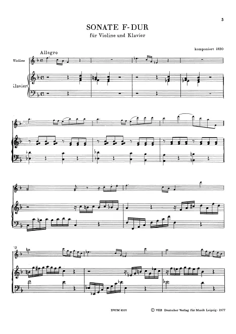 First page of Violin Sonata in F major