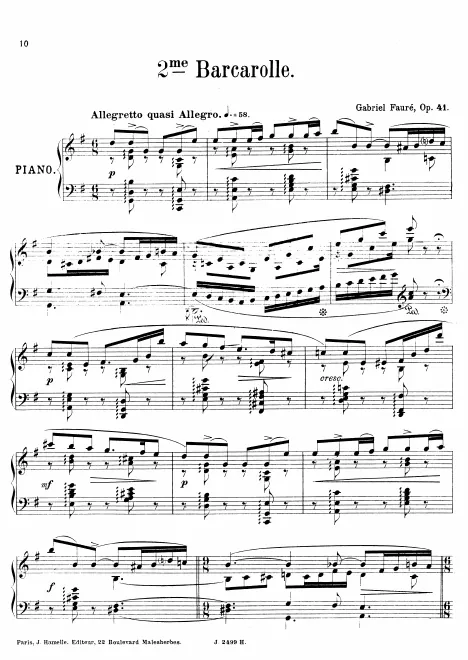 First page of Deuxième Barcarolle