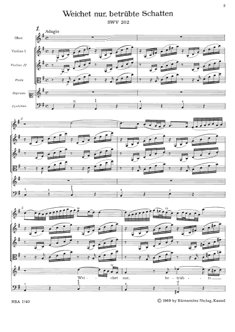 First page of Weichet nur, betrübte Schatten