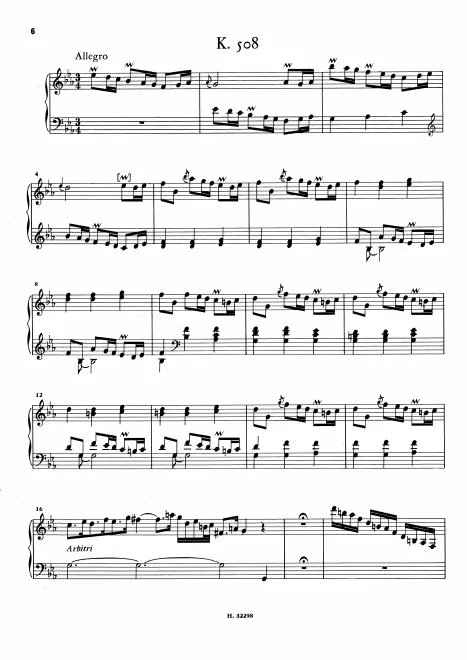 First page of Keyboard Sonata in E-flat major