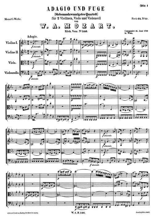 First page of Adagio und Fuge