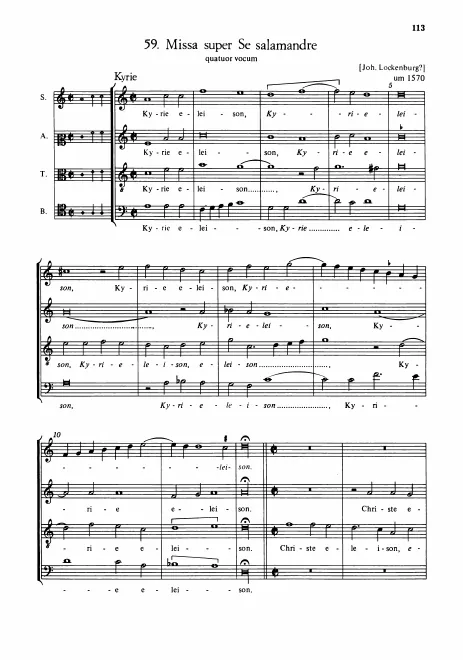 First page of Missa super Se salamandre