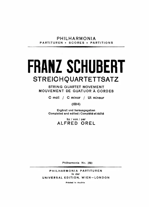 First page of String Quartet Movement in