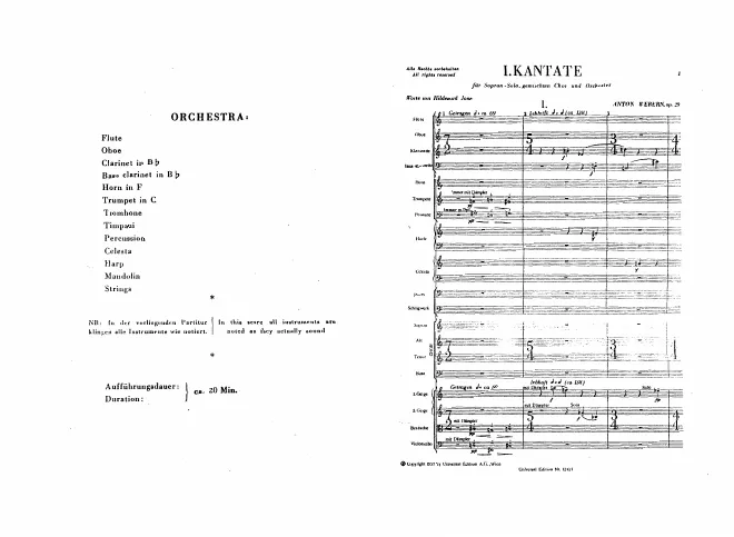 First page of Erste Kantate für Sopran Solo, Gemischter Chor und Orchester