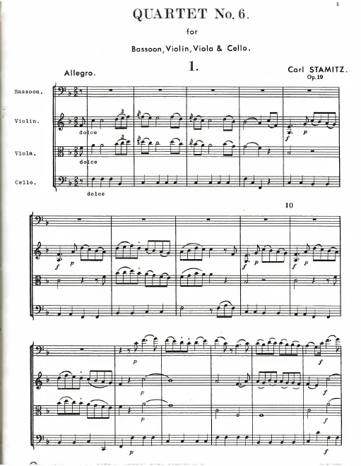 First page of Bassoon Quartet in F major
