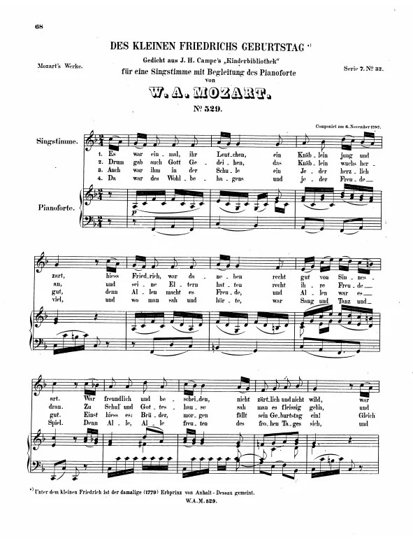 First page of Des kleinen Friedrichs Geburtstag