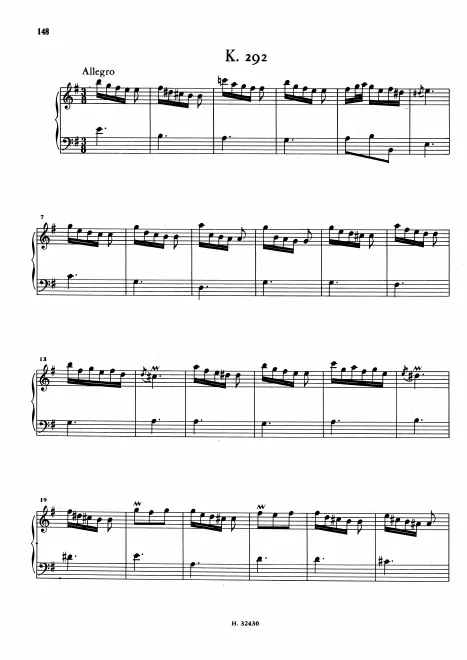 First page of Keyboard Sonata in E minor