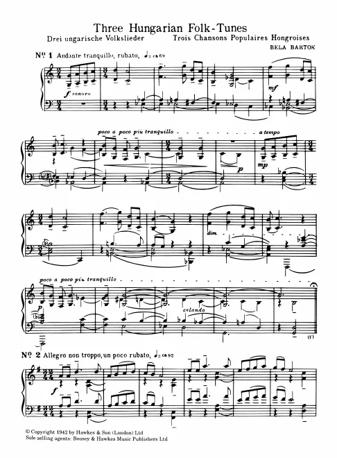First page of 3 Magyar népdal