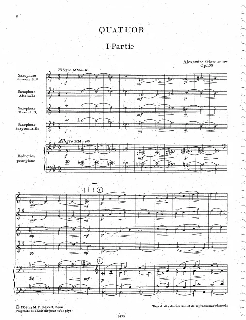 First page of Quartet in B-flat major