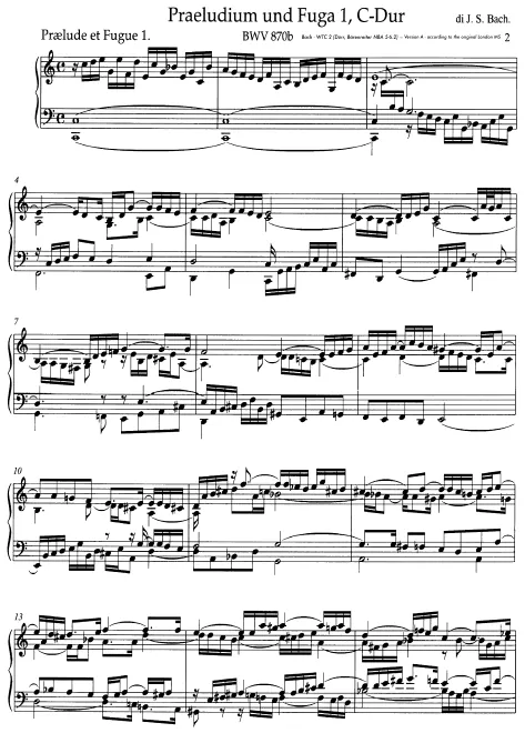 First page of Prelude and Fugue in C major