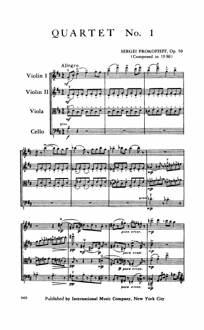First page of String Quartet No.1