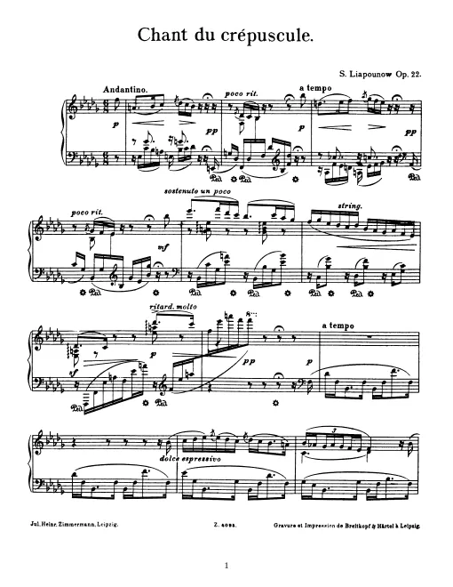 First page of Chant du crépuscule, Op.22