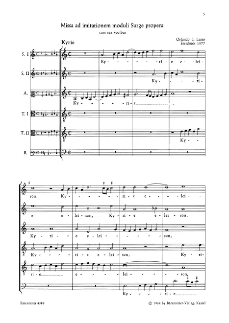 First page of Missa ad imitationem moduli Surge propera