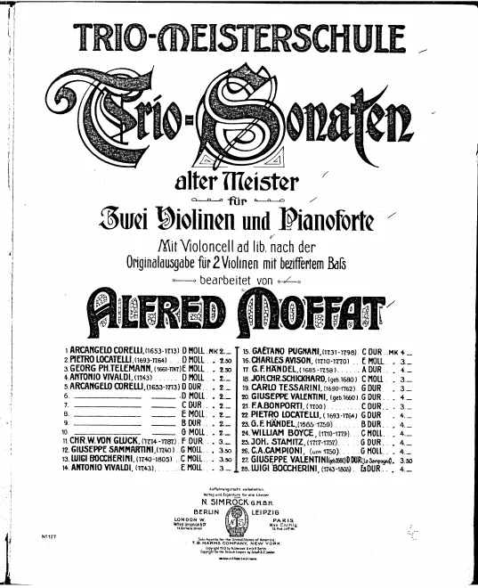 First page of Trio Sonata in E-flat major