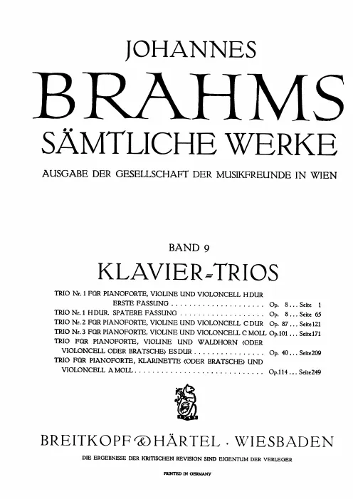 First page of Piano Trio No.1 in B major