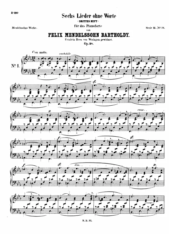 First page of Lieder ohne Worte