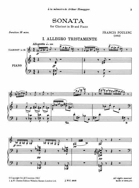 First page of Clarinet Sonata