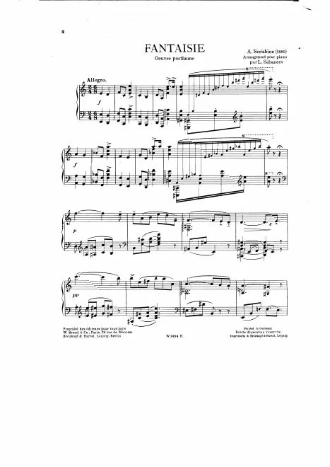 First page of Fantasy for Two Pianos