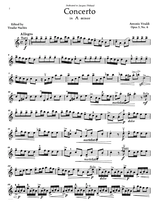 First page of Violin Concerto in A minor