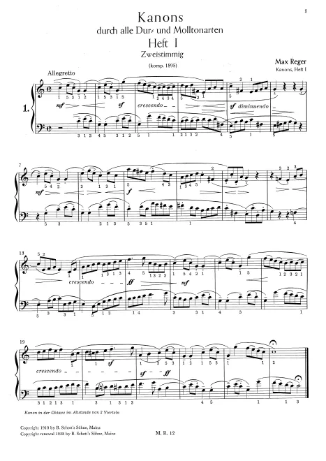 First page of Kanons durch alle Dur und Molltonarten