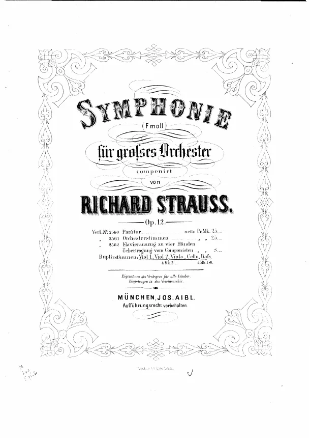 First page of Symphony in F minor