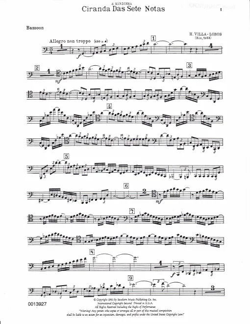 First page of Ciranda das sete notas, W548