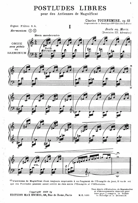 First page of Postludes Libres pour des Antiennes de Magnificat